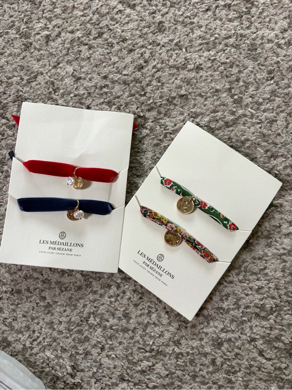 Sezane Scarf & Wrist band Set in Pink, Blue, Floral